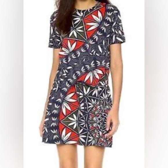 Tory Burch,Pima Cotton Shirt Dress Short Sleeve,Drawstring-Waist,Navy,Size S - Picture 1 of 8